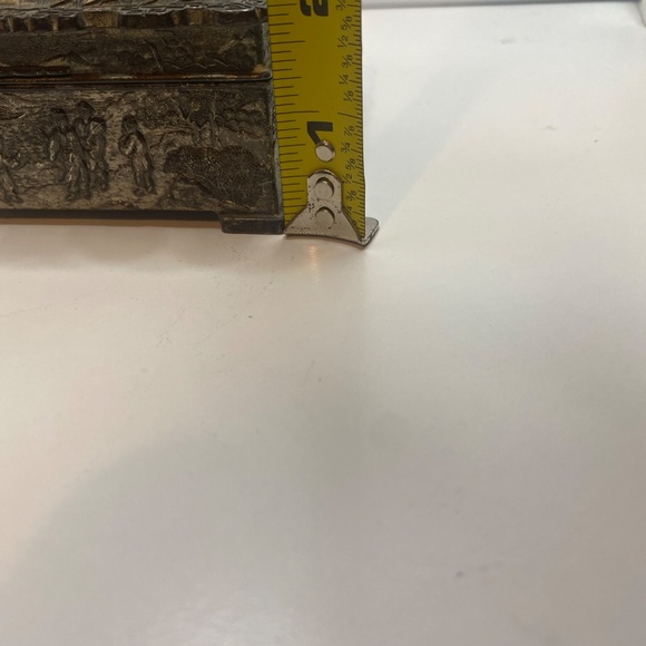 Antique Pewter Carved Trinket Jewelry Box Made In Japan (hinged Damaged) - Picture 14 of 14